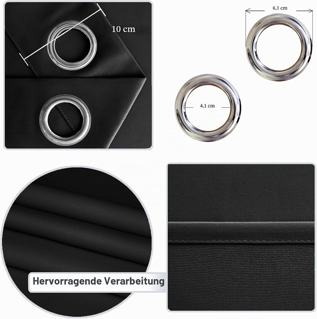 DWCN Raumteiler Vorhang Blickdicht Schwarz Raumtrenner Ösenschal 1 Stück Verdunklungsvorhang für Woh