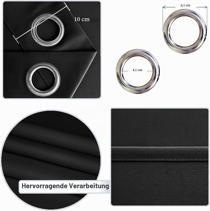 DWCN Raumteiler Vorhang Blickdicht Schwarz Raumtrenner Ösenschal 1 Stück Verdunklungsvorhang für Woh