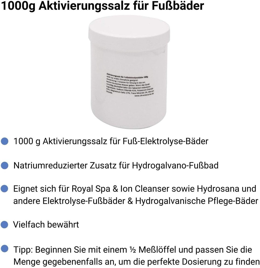 chi-enterprise 1000g Aktivierungssalz zum Nachfüllen für Fusselektrolysebäder I Zusatz für Royal Spa