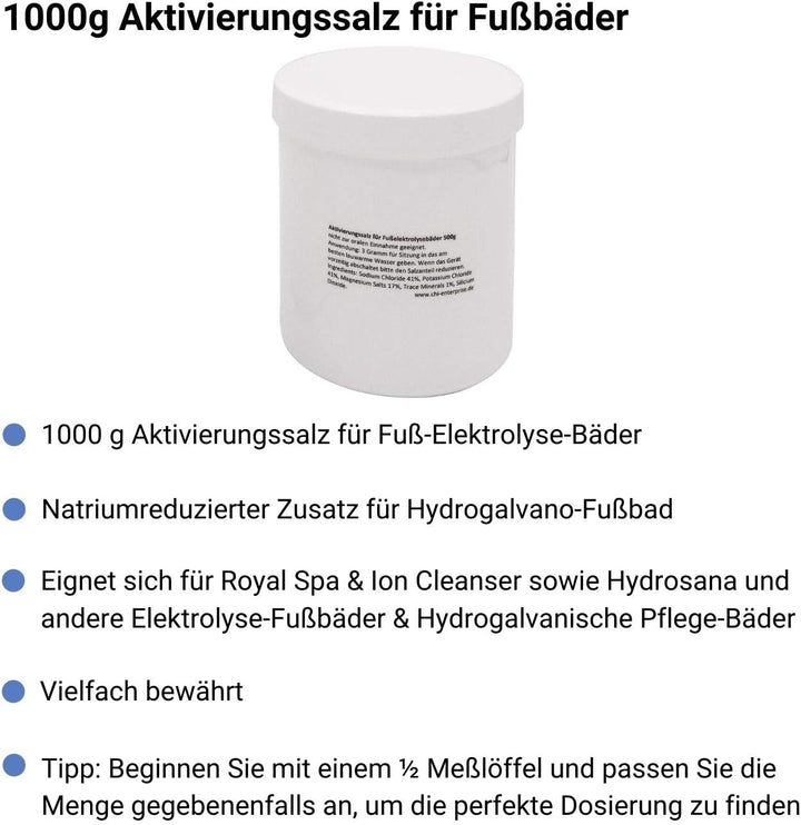 chi-enterprise 1000g Aktivierungssalz zum Nachfüllen für Fusselektrolysebäder I Zusatz für Royal Spa