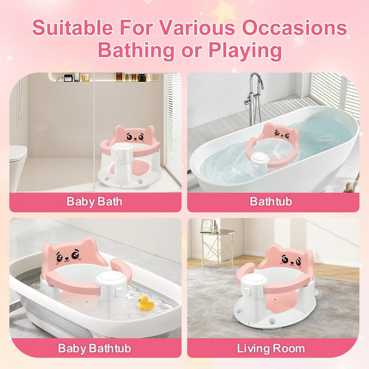 Badewannensitz Baby ab 6 Monate, Baby Badesitz mit 4 Saugnäpfen,Bath Seat für Dusche Oder Badewanne,
