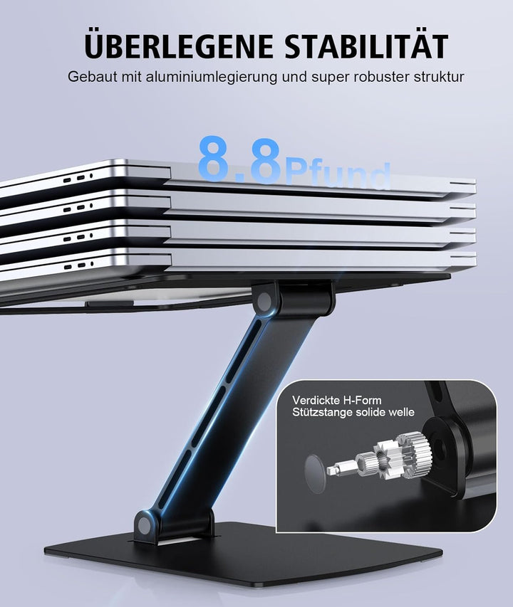 Glangeh Laptop Ständer Höhenverstellbar, Ergonomischer, Tragbarer Notebook Ständer für Schreibtisch,