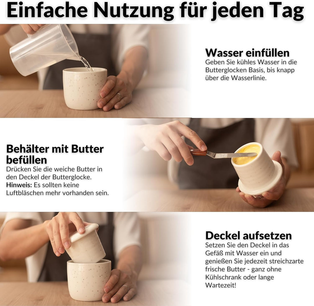 DEKAZIA® Französische Butterdose Wassergekühlt | Butterglocke, Butterfass, Französischer Buttertopf,