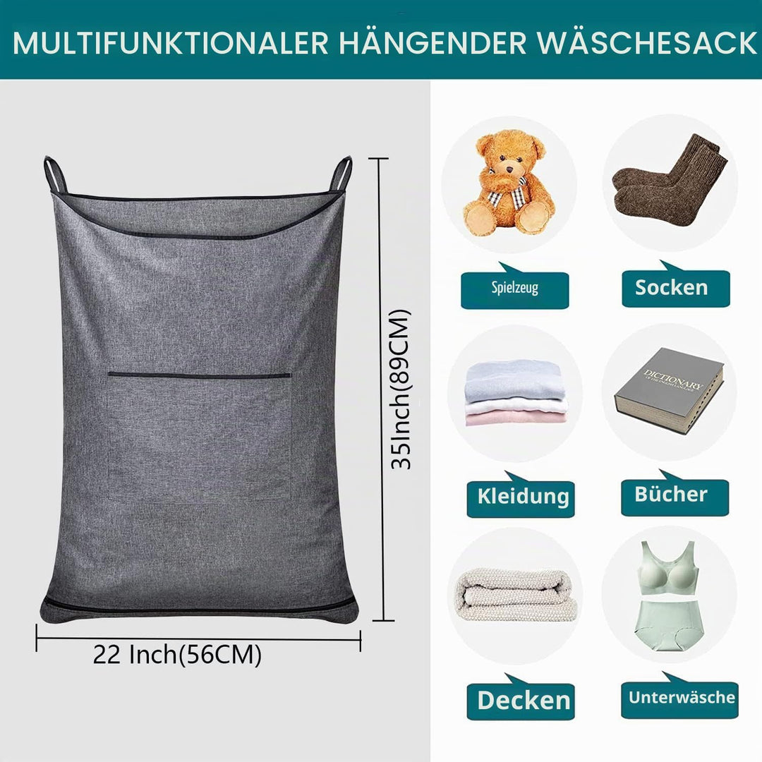 KINGSUSLAY Hängender Wäschekorb, Hängender Wäschekorb mit Aufhängehaken, platzsparender hängender Wä