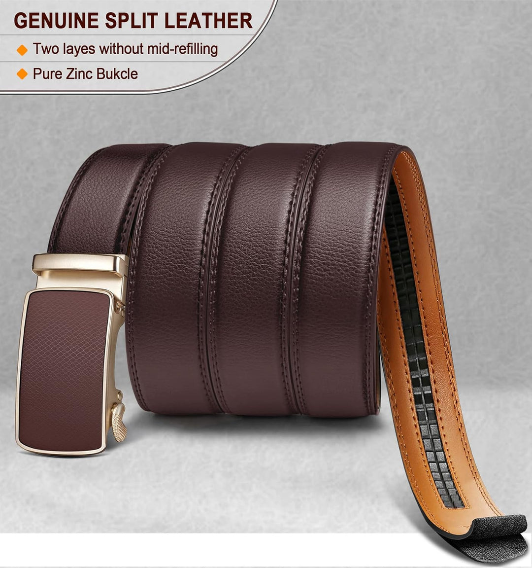 BULLIANT Gürtel Herren, Gürtel Ratsche Ledergürtel Automatikschliesse für Herren Anzug Business Klei