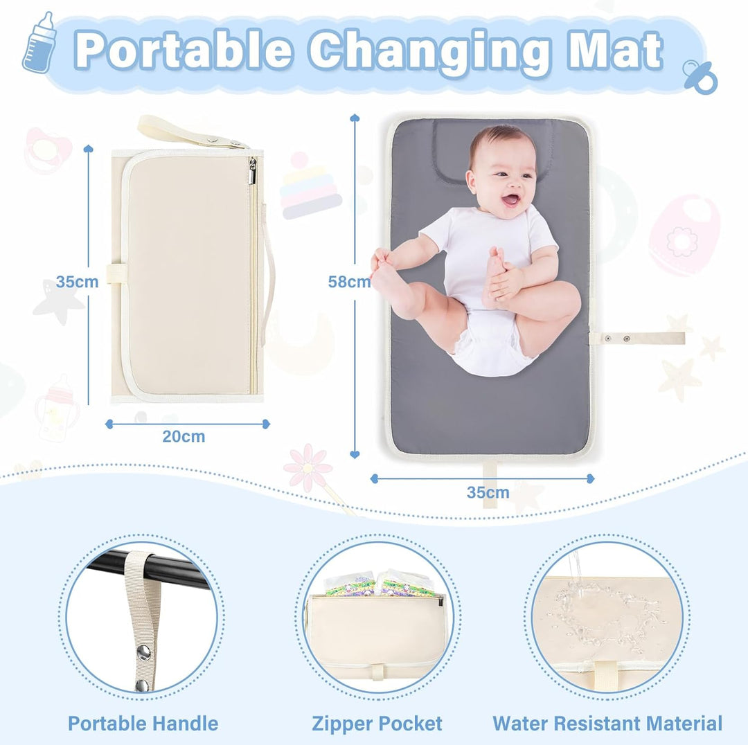 RAINSMORE Baby Wickelrucksack Gross mit Mobiler Wickelauflage Multifunktions Wickeltasche Kinderwage