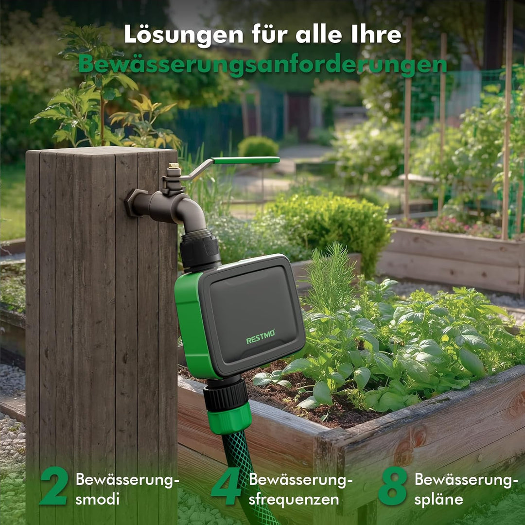 RESTMO 1 Zone Bewässerungscomputer mit Durchflussmesser, Bewässerungssteuerung für Garten &amp; Rasen, M