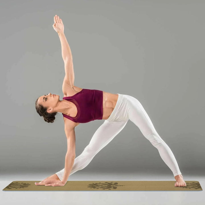 Reise-Yogamatte, faltbar, klein, 173 x 61 cm, 0,4 cm, mit Tragetasche, leichtes Pilate-Design Kork-L