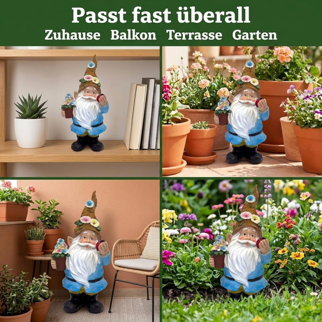 MIJOMA Gartenzwerg Gartengnom GNOME Dwarf Garten Dekoration Gartendeko Wichtel Zwerg für den Garten