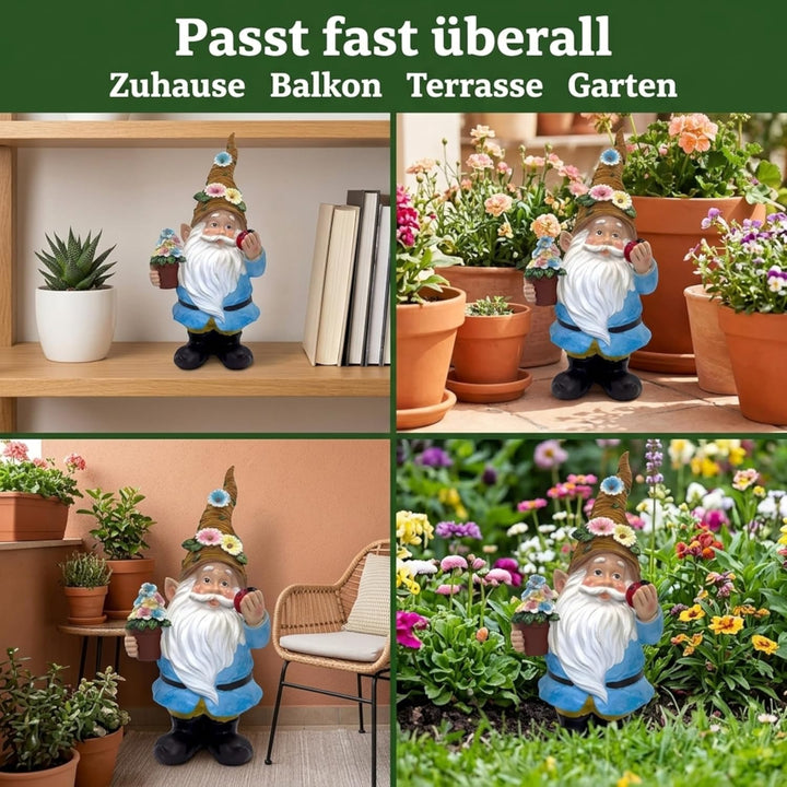 MIJOMA Gartenzwerg Gartengnom GNOME Dwarf Garten Dekoration Gartendeko Wichtel Zwerg für den Garten