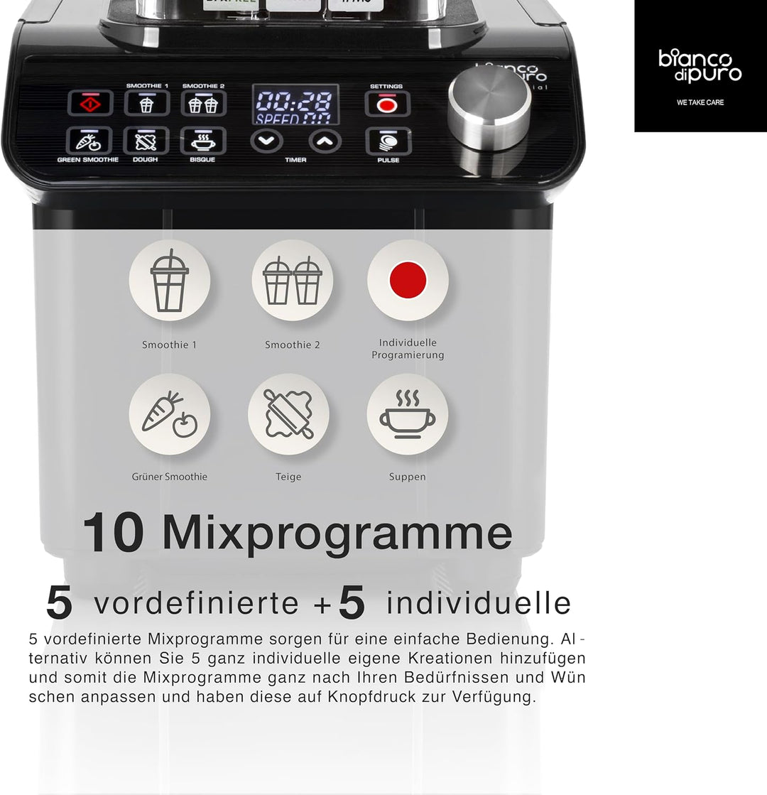Hochleistungsmixer Gusto PRO mit bürstenlosem DC-Motor 1.000 Watt Leisung 4,27 PS Smoothie Maker Eis