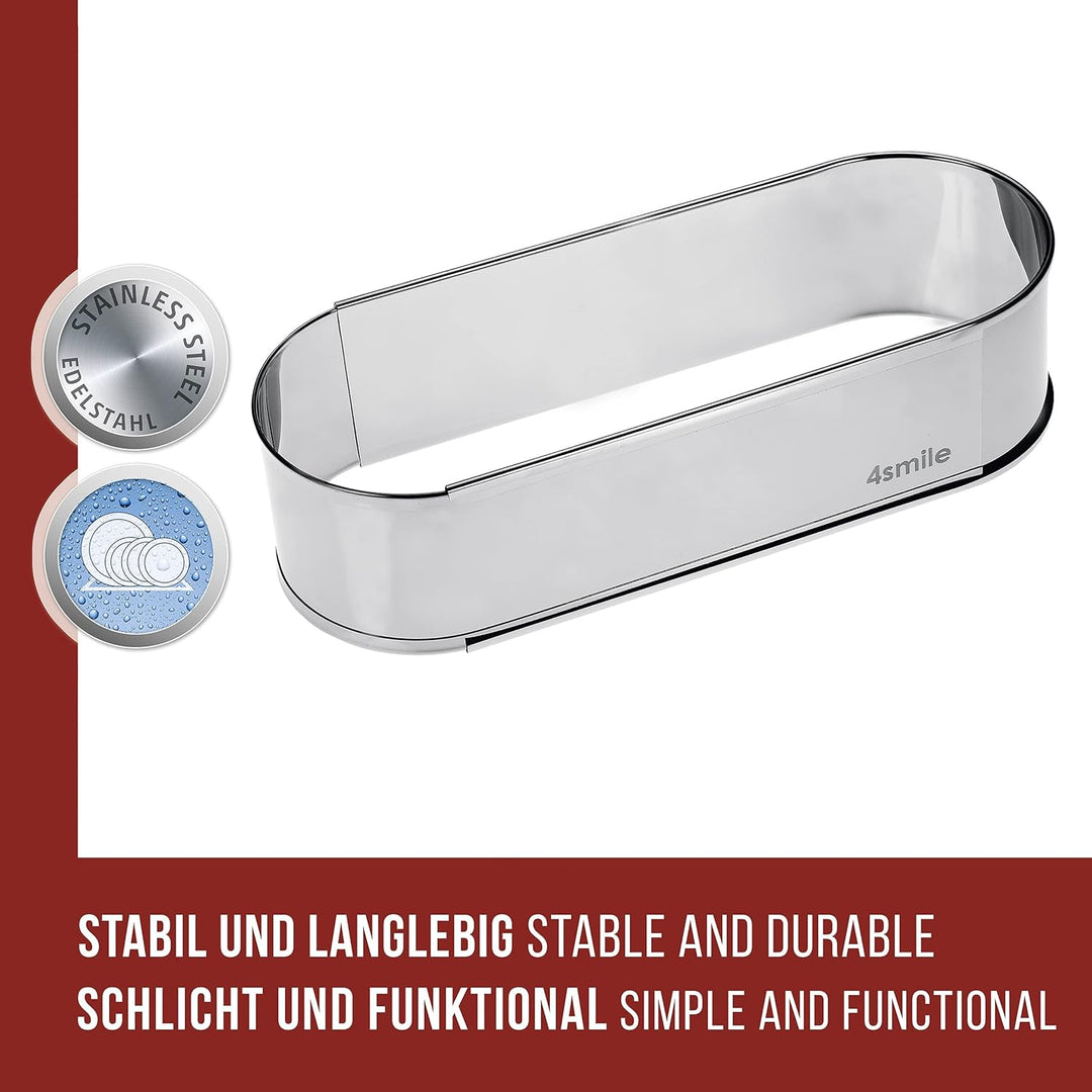 4smile Stollenbackform - Brotbackform oval aus Edelstahl – Stabile Kastenform verstellbar – Ideal al