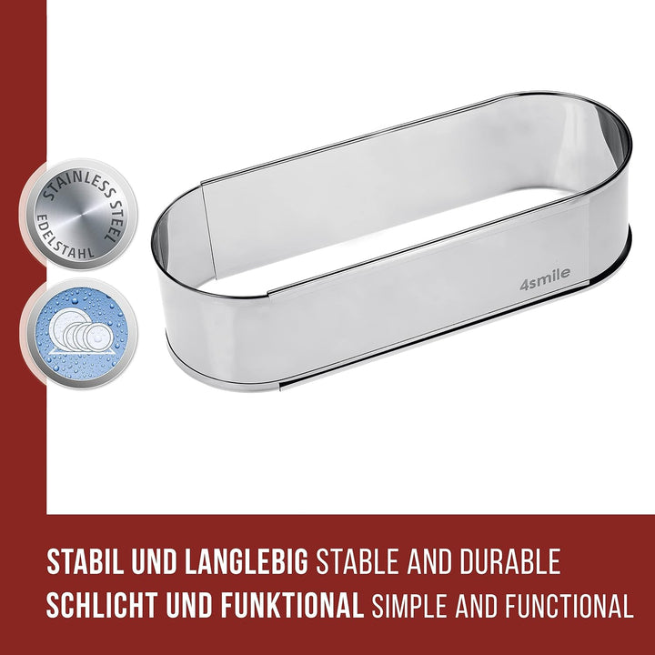 4smile Stollenbackform - Brotbackform oval aus Edelstahl – Stabile Kastenform verstellbar – Ideal al