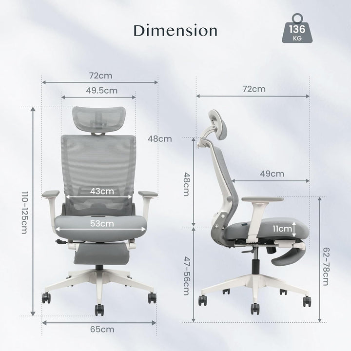 FLEXISPOT Ergonomischer Bürostuhl, Foldex, klappbarer Bürostuhl für Kleine Räume mit Lendenwirbelstü