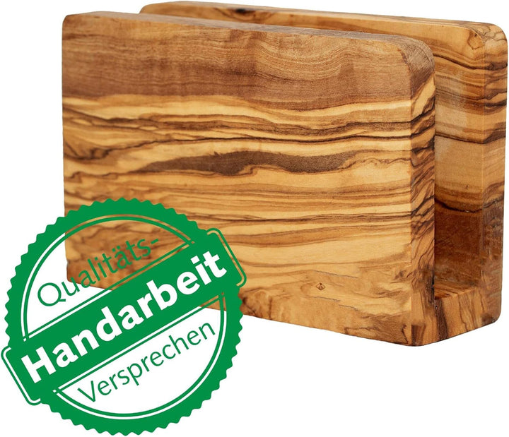 NATUREHOME Hochwertiger Serviettenhalter aus nachhaltigem Olivenholz Exklusiver, langlebiger und umw