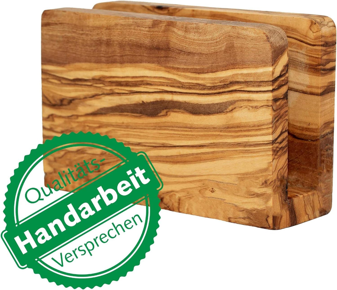 NATUREHOME Hochwertiger Serviettenhalter aus nachhaltigem Olivenholz Exklusiver, langlebiger und umw
