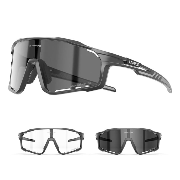 KAPVOE Photochromatische Fahrradbrille MTB Brille Selbsttönend Klar Radbrille Rennrad Sportbrille So