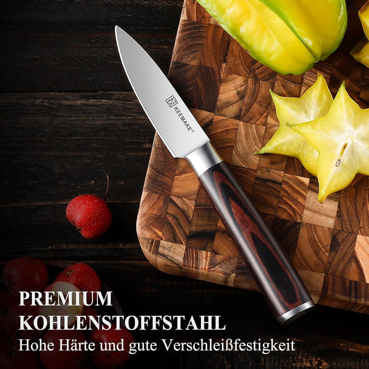 KEEMAKE Schälmesser Gemüsemesser 9 cm Klingenlänge Profi Küchenmesser Messer Obstmesser aus deutsche