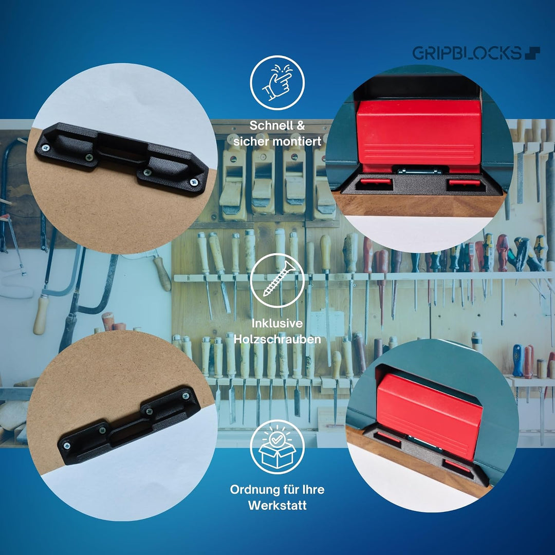 Halterungen für L-BOXX, 4 Stück schwarze Fixierungen, kompatibel mit Bosch Sortimo L-SAFE System, Mo