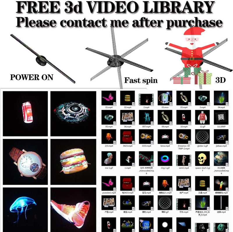 3D-Hologramm-Fan,Missyou 42CM Hologramm-Fan und 700 Videotheken, 3D Holographischer Projektor Hologr