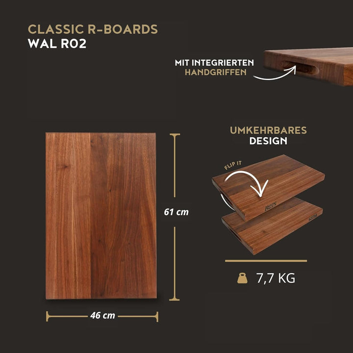 Boos Blocks® WAL R02 Gourmet-Walnussholz-Schneidebrett von John Boos - 61 x 46 x 4 cm - beidseitig v