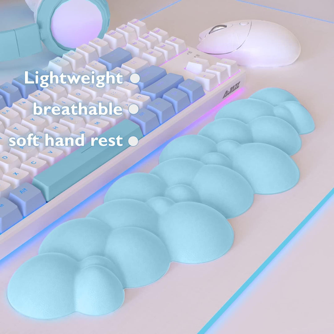 A.JAZZ 3 in 1 Cloud Ergonomische Tastatur-Handballenauflage,Mauspad und Untersetzer-Set,PU-Leder,rut
