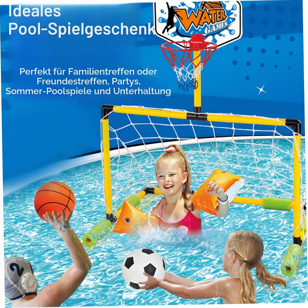 Schwimmender Basketballkorb für Pool, 2-in-1-Fussballtor &amp; Pool-Basketballkorb, abnehmbares Tor mit