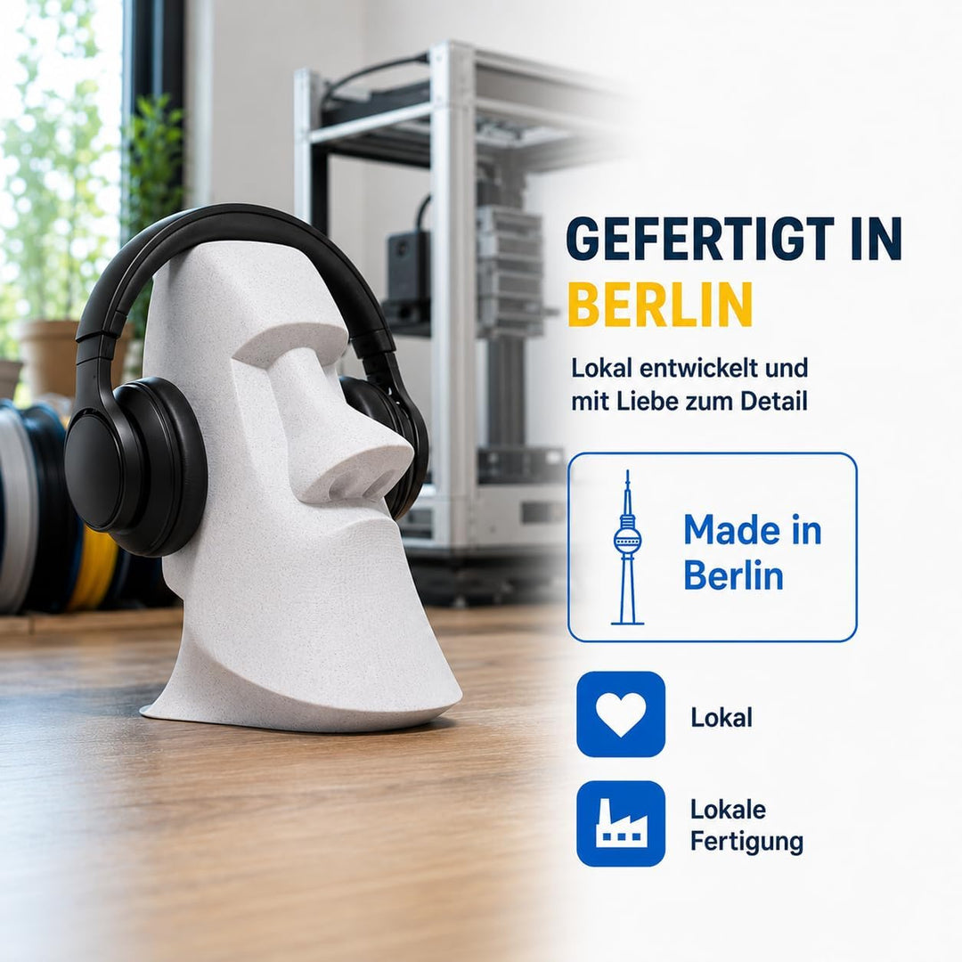 Moai Kopfhörerhalter – Kopfhörer Ständer & Headset Halter für Gaming, Schreibtisch & Büro, stylische
