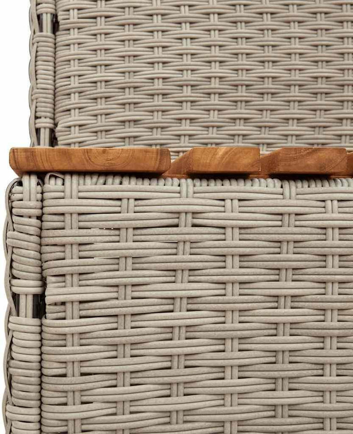 vidaXL Whirlpooltreppe Hellgrau 50x50x50,5cm Poly Rattan Akazie Massiv, Whirlpool-Stufe, 2-Stufen-Le