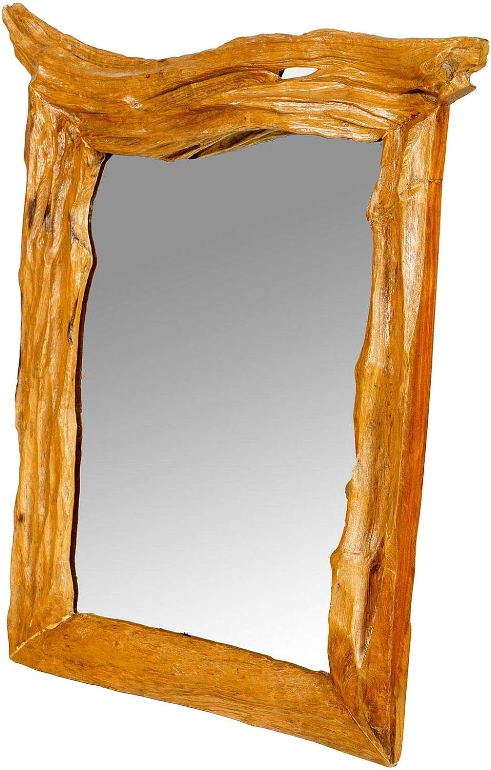 Windalf Grosser Landhaus Wandspiegel ARANWÄ 95 cm Natur Holzspiegel Rustikaler Wandspiegel Handarbei