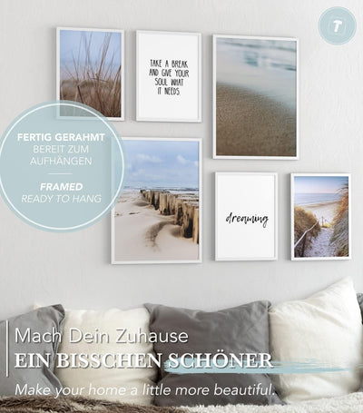 Papierschmiede® Mood Poster Set Beach Walk, Gerahmte Bilder (Rahmen: Farbe wählbar), Wohnzimmer Deko