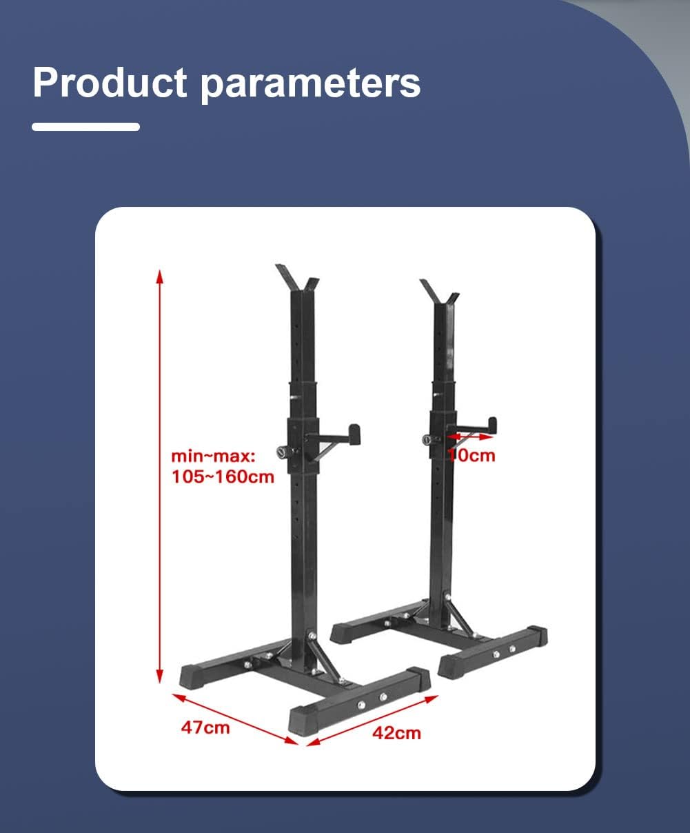 Kniebeugen, Unterstellböcken, verstellbare Stützen, Hantelauflage, max. 150 kg, Reines Schwarz