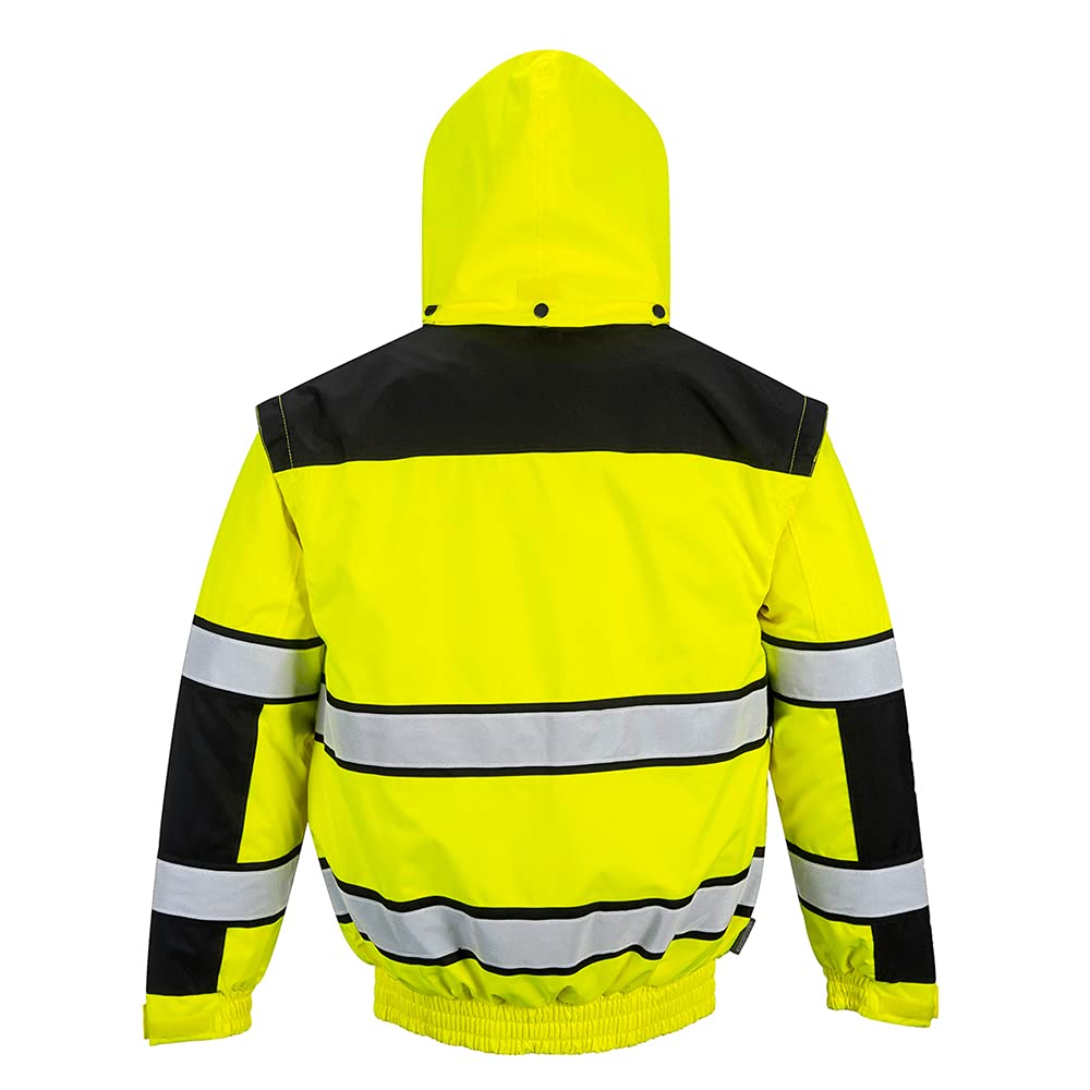 Portwest Klassische Warnschutz-Pilotjacke, Grösse: XL, Farbe: Gelb/Schwarz, C466YBRXL XL gelb / schw