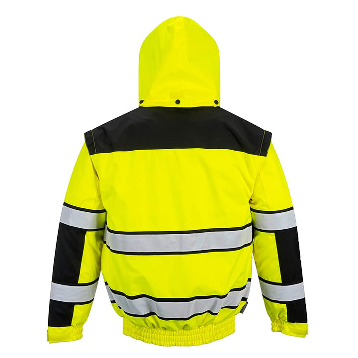 Portwest Klassische Warnschutz-Pilotjacke, Grösse: XL, Farbe: Gelb/Schwarz, C466YBRXL XL gelb / schw