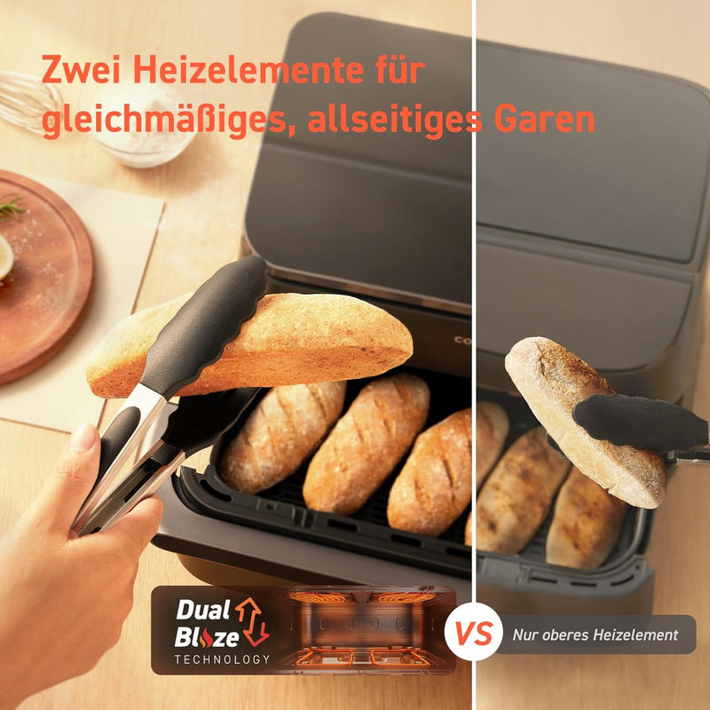 COSORI Heissluftfritteuse 2 Kammern Airfryer, 8-in-1 Dual Blaze TwinFry XXL 10L, Heissluftfritteuse