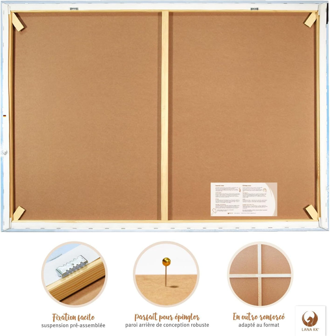 LANA KK - Europakarte Leinwandbild mit Korkrückwand zum pinnen der Reiseziele – englisch - Europa No