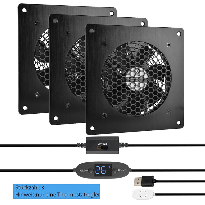 USB-Lüfter 120MM, Digitalanzeige temperaturgesteuertes | leises Lüftersystem, 5V-Lüfter mit modernem