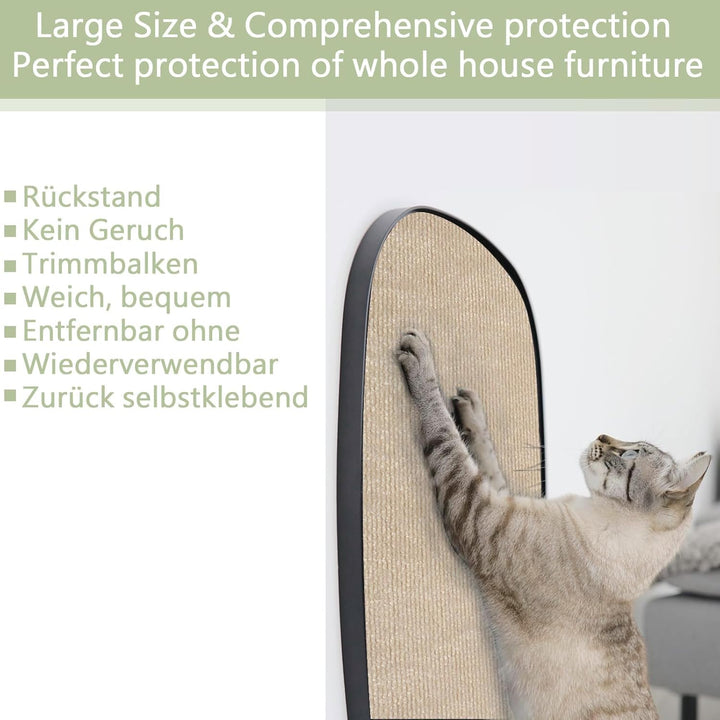 Selbstklebende Kratzschutzmatte für Sofa & Wand, 40x200 cm kratzschutz Sofa Katze - Trimmbarer Schut