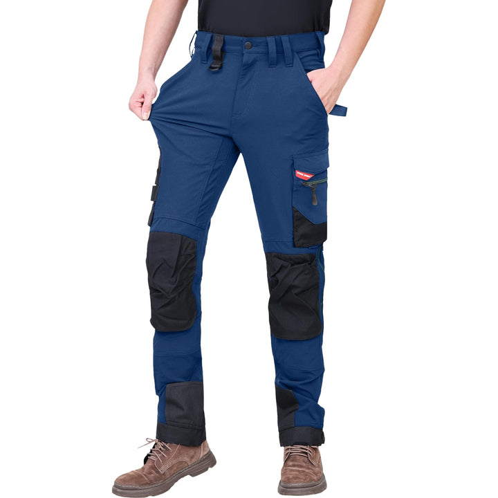 WORK IDEA Herren Slim-Fit Stretch Arbeitshose: Kritische Stoffbereiche aus Cordura – strapazierfähig
