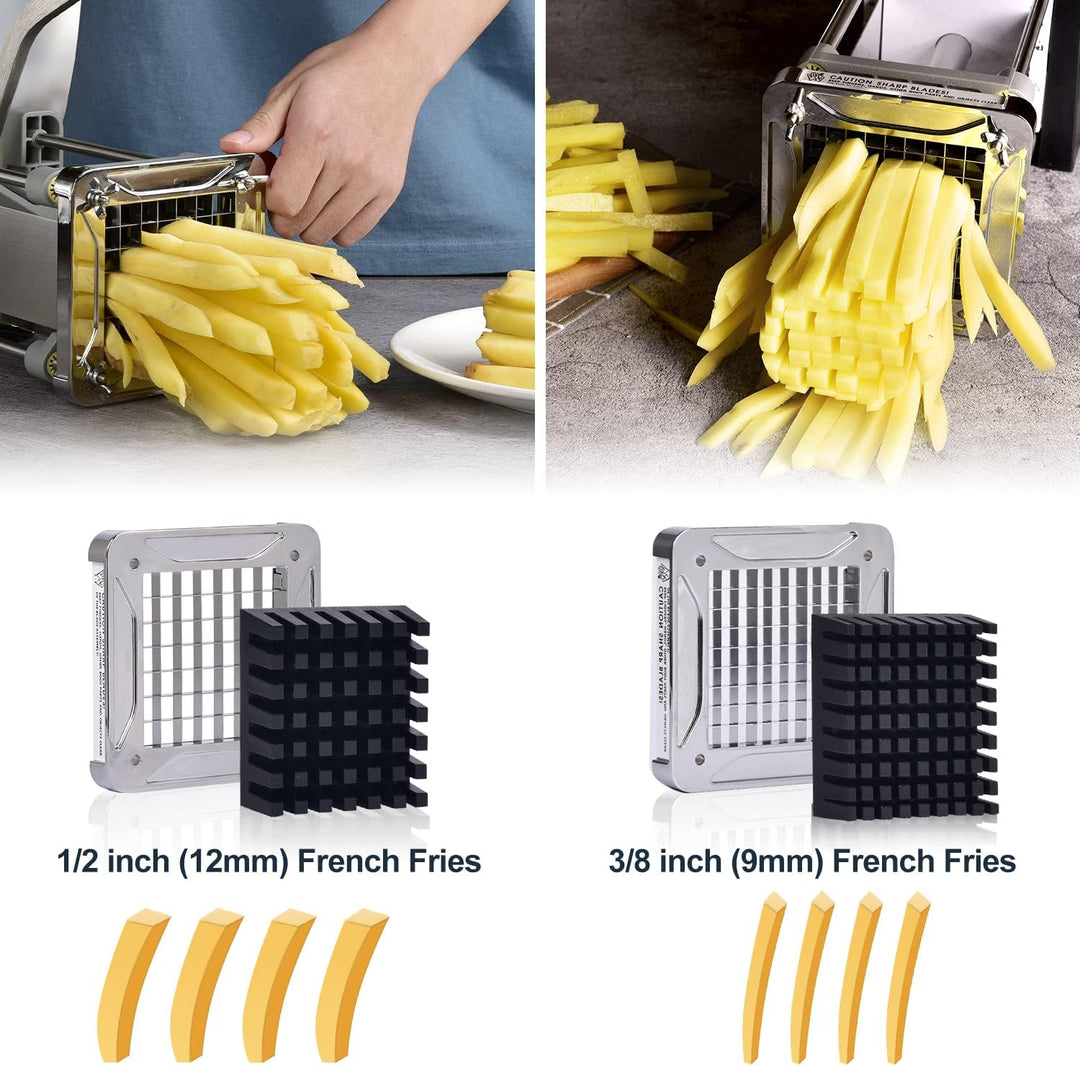 Sopito Pommesschneider Edelstahl Professioneller, Pommes Frites Schneider French Fries Cutter mit 9x