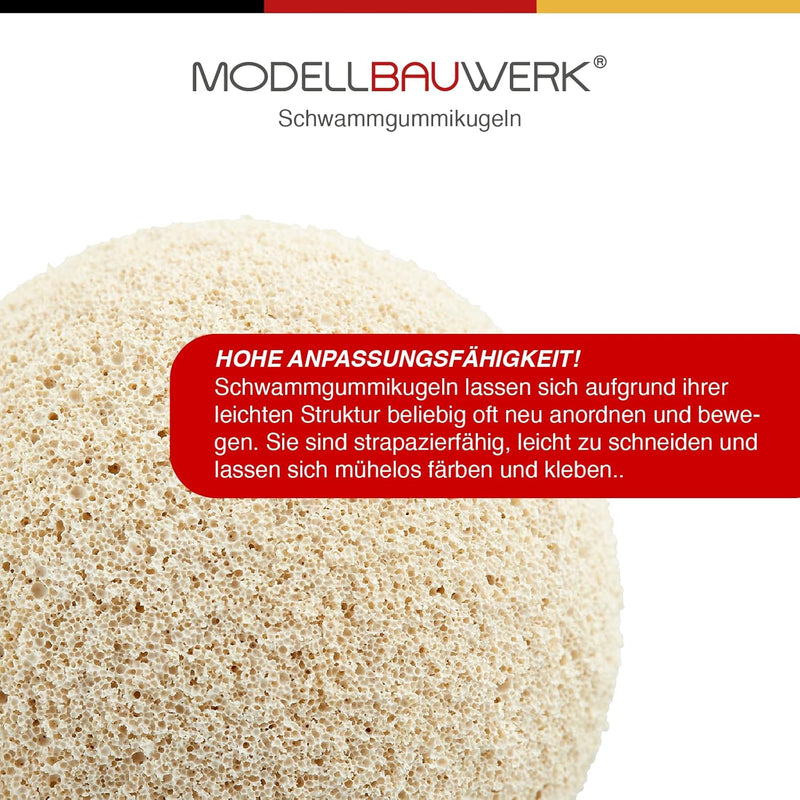 Modellbauwerk® Vielseitigkeit pur!- Schwammgummikugeln 6mm hell/Creme,100St. kreiere realistische un