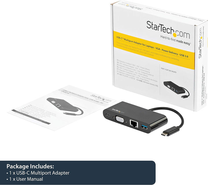 StarTech.com USB-C VGA Multiport Adapter - Power Delivery (60W) - USB 3.0 - Gigabit Ethernet - USB C