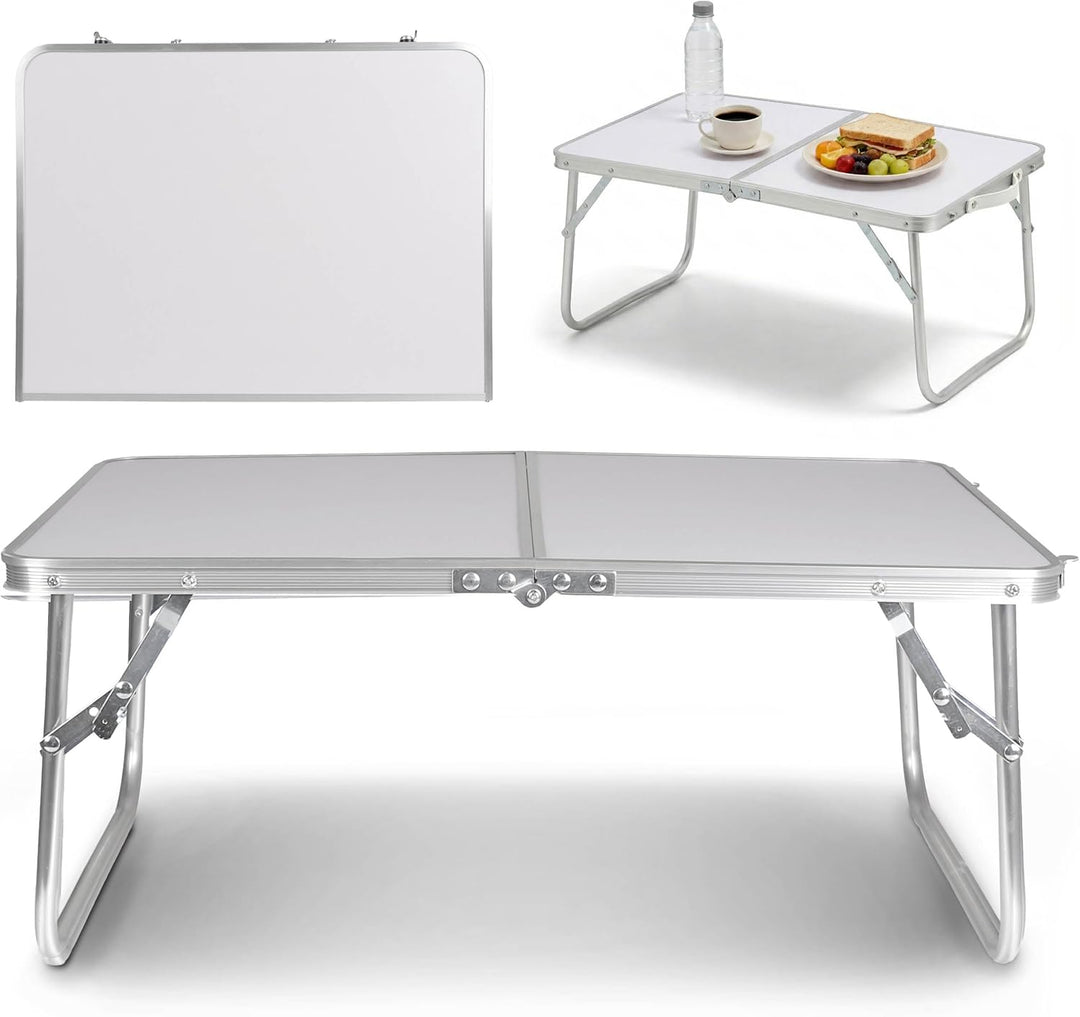Klappbarer Reisetisch, tragbarer Campingtisch, 60×40×26,5 cm (Weiss), Weiss