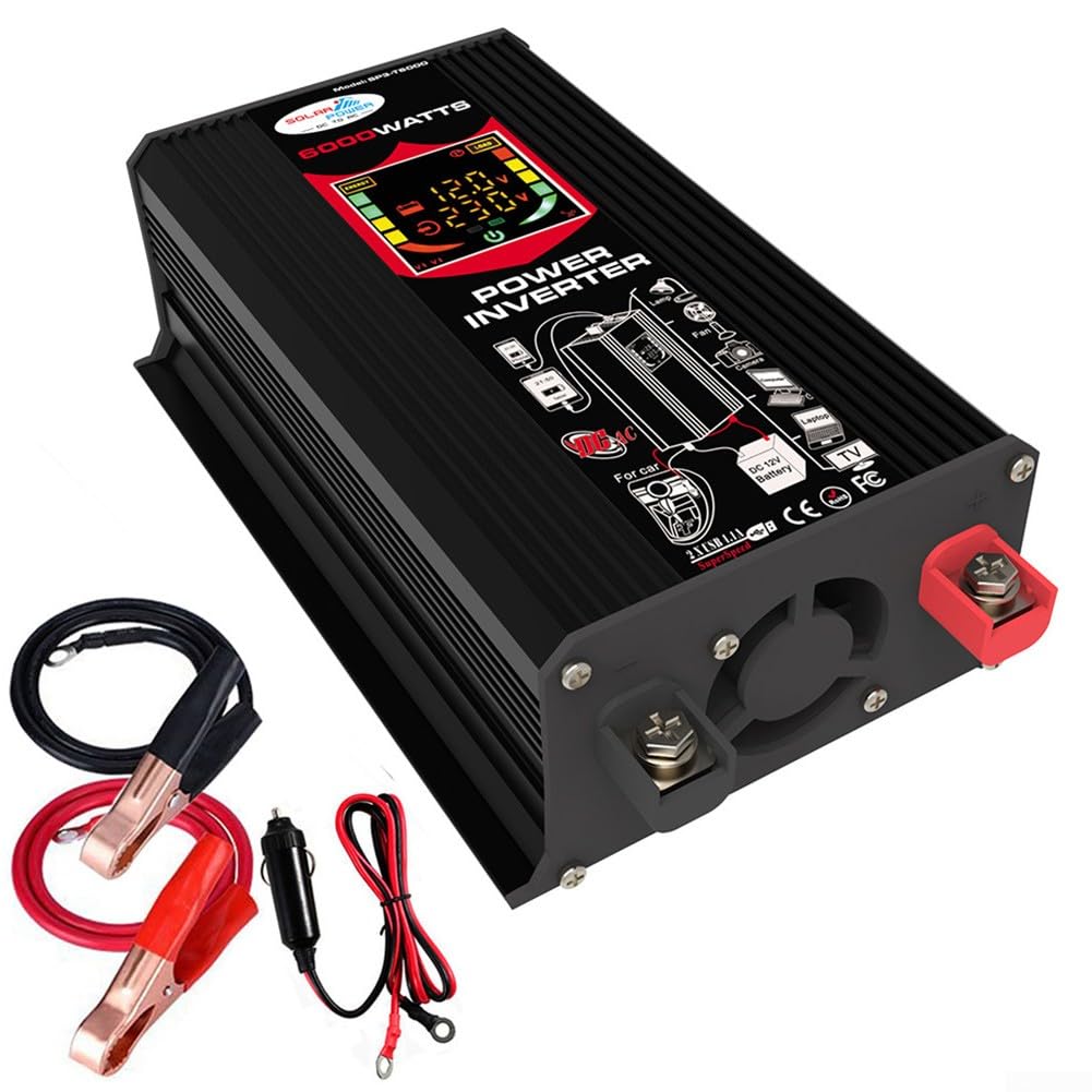 Grid-Tie Inverter 6000 W DC 12 V auf AC 110 V Auto Spannungswandler Ladegerät Adapter Dual USB