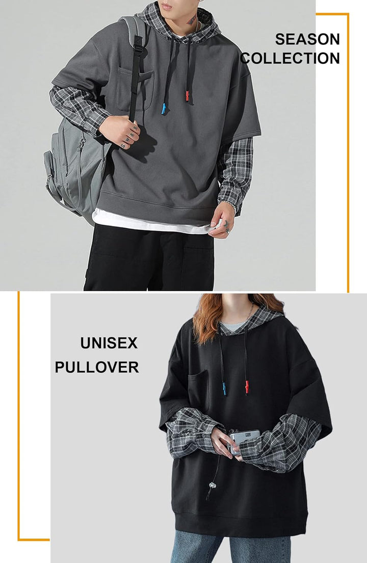 Moshtashio Kapuzenpullover für Herren, Patchwork Hoodie mit Kontrastfarbe Langarm Basic Sweatshirt P