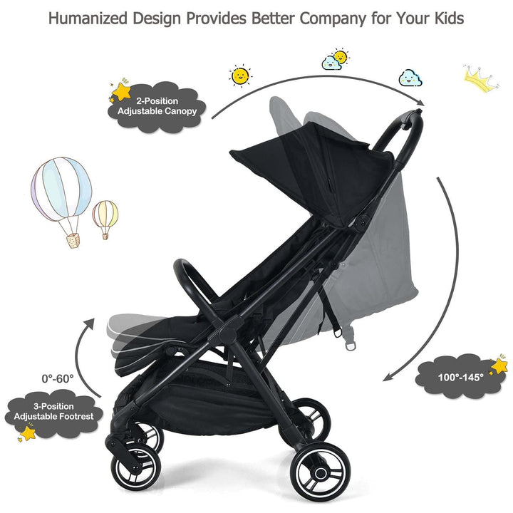 LIFEZEAL Klappbarer Kinderwagen, Kinderbuggy mit verstellbarer Rückenlehne, Buggy mit Schlaffunktion