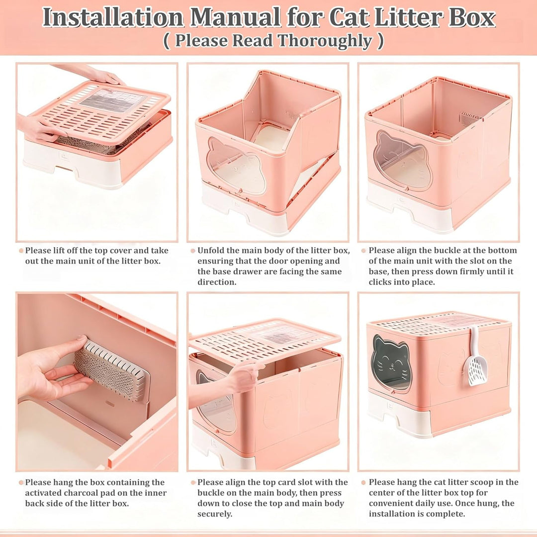 HelloMiao Vollständig Geschlossene Katzentoilette mit Deckel Schubladentyp Desodorierende Cat Litter
