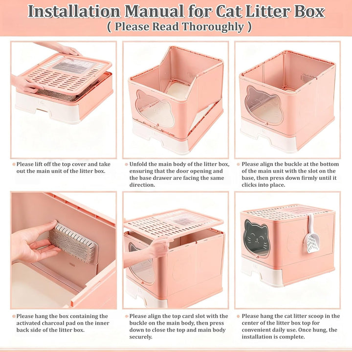 HelloMiao Vollständig Geschlossene Katzentoilette mit Deckel Schubladentyp Desodorierende Cat Litter
