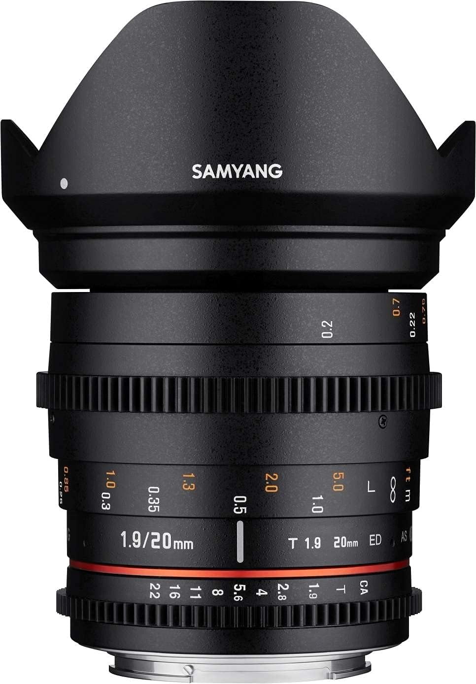 SAMYANG 13020T1.9CM 20mm T1.9 VDSLR ED AS UMC Objektiv für Anschluss Canon M schwarz, Canon M