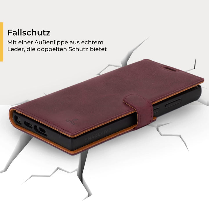 Snakehive Galaxy S23 Ultra Hülle Leder | Stylische Handyhülle mit Kartenhalter & Standfuss | Handyhü